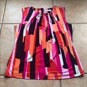 Calvin Klein Pink Orange Red Geometric Tank Top